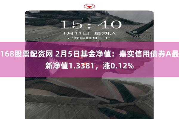 168股票配资网 2月5日基金净值：嘉实信用债券A最新净值1.3381，涨0.12%